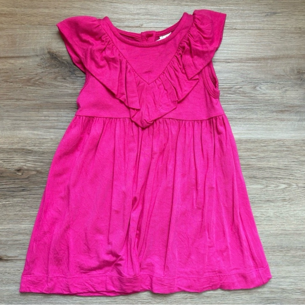 Kate Quinn Baby Dress 12-18m Hot Pink Ruffle Cotton Sleeveless Toddler Nwot